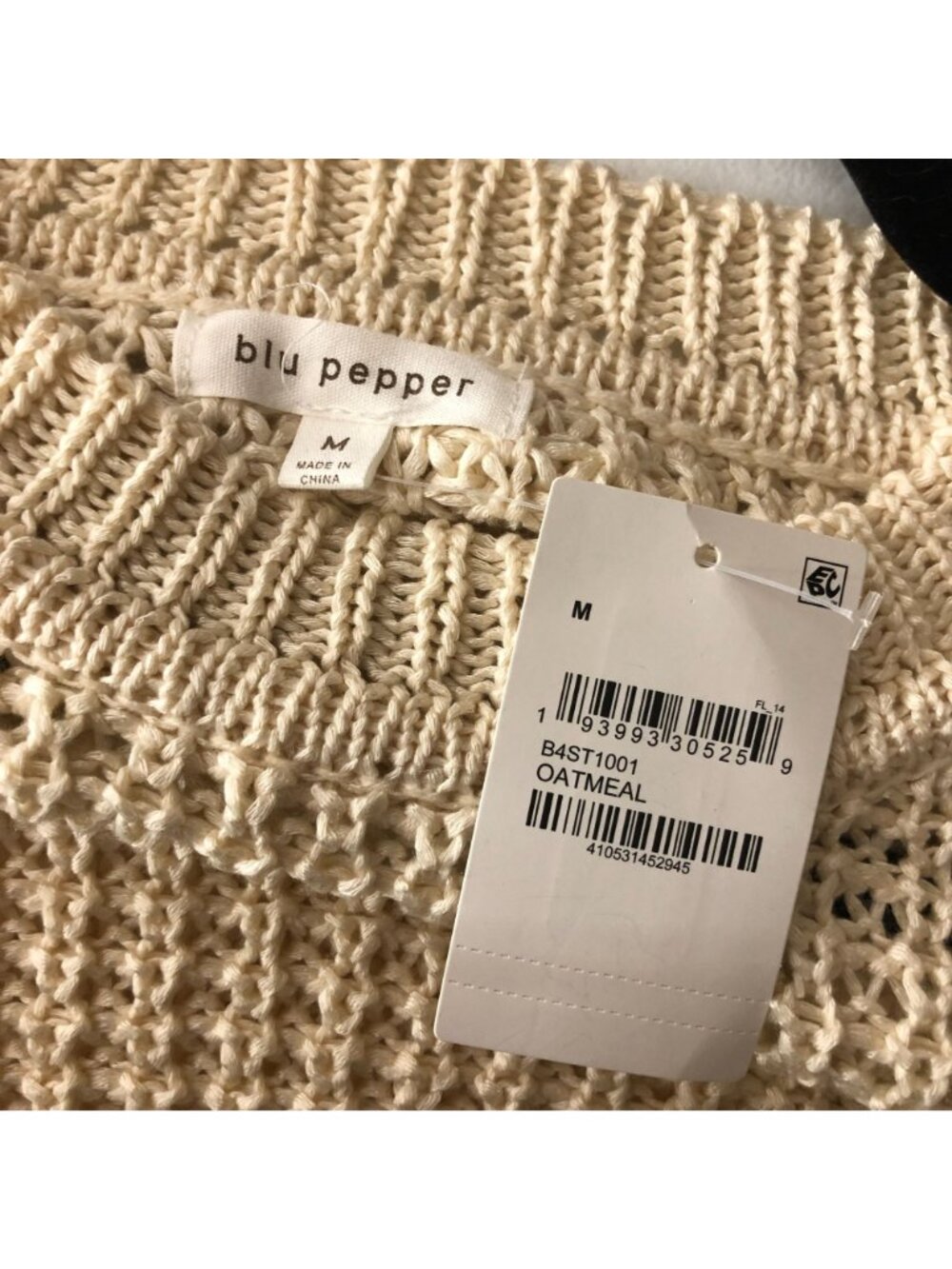 Blu Pepper Womens Sweater Open Knit Cropped Cover Up Festival Boho Beige M - Picture 4 of 6